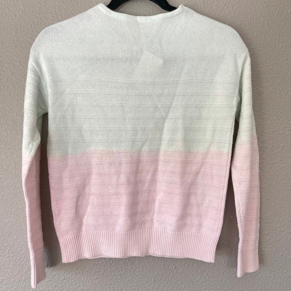 Freshman Colorblock Pink White Knit V-Neck Girls Long Sleeve Sweater Medium 8/10 - Picture 9 of 9